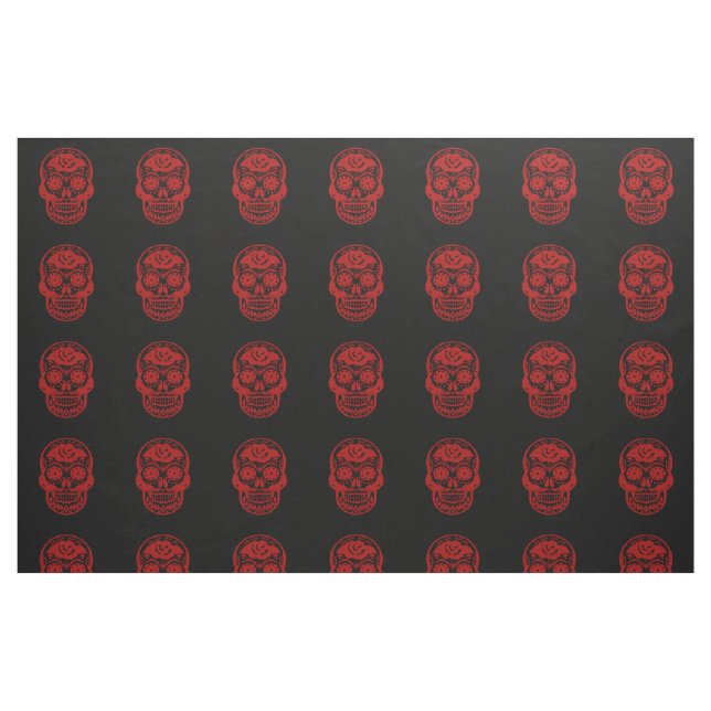 Tecido Dia retro do crânio inoperante do açúcar (Fat Quarter)