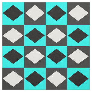 Tecido Diamante Rhombus Geométrico Azul Preto