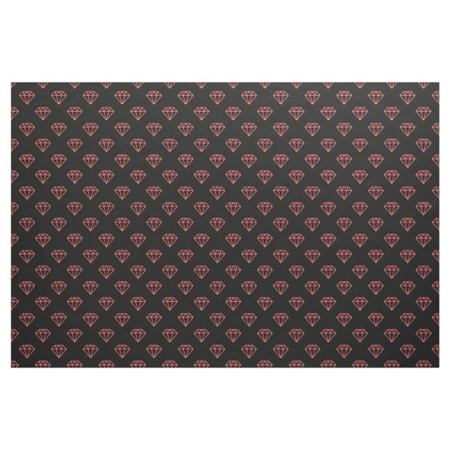 Tecido Diamante - Rosa tropical em preto (Jarda)