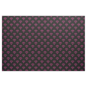 Tecido Diamante - Rosa Vibrante sobre Preto