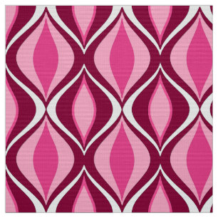 Tecido Diamantes, Borgonha & rosa modernos do meio sécul