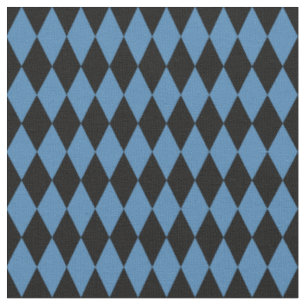Tecido Diamantes Harlequim Preto e Azul Aço