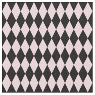 Tecido Diamantes Harlequim Preto e Rosa Claro