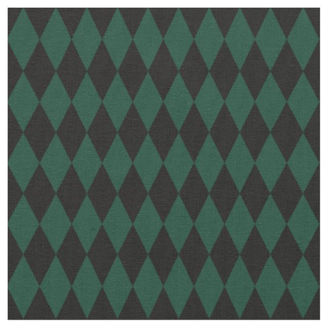 Tecido Diamantes Harlequim Preto e Verde Escuro (Detalhe)