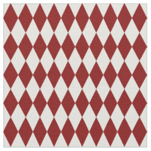 Tecido Diamantes Harlequin Marfim e Vermelho Escuro