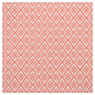 Tecido Diamantes medievais - cor-de-rosa coral e branco