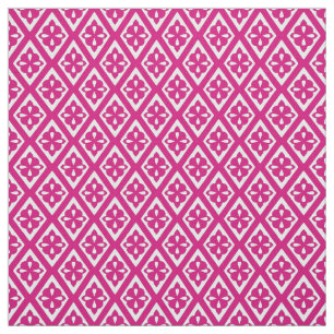 Tecido Diamantes medievais - cor-de-rosa fúcsia e branco
