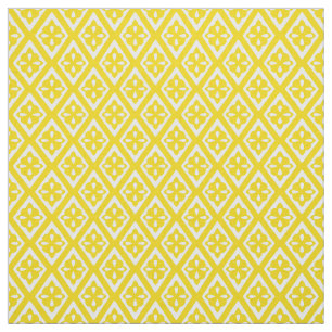 Tecido Diamantes medievais - ouro mostarda e branco