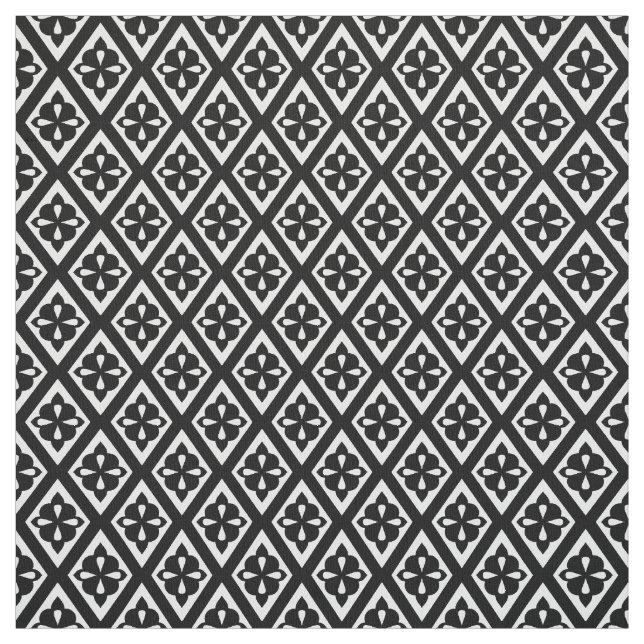 Tecido Diamantes medievais - preto e branco (Modelo)