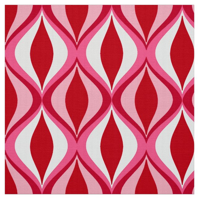 Tecido Diamantes Modernos do Século Médio, Vermelho, Rosa (Modelo)