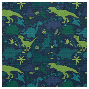 Tecido Dino Doodle Silhouettes Kids Dinossaur