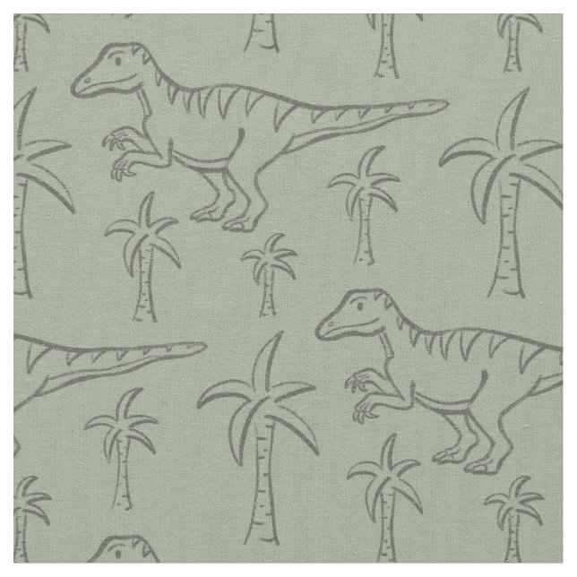 Tecido Dinosaur Pattern Modern Boy Dino Jungle Sage Green (Detalhe)