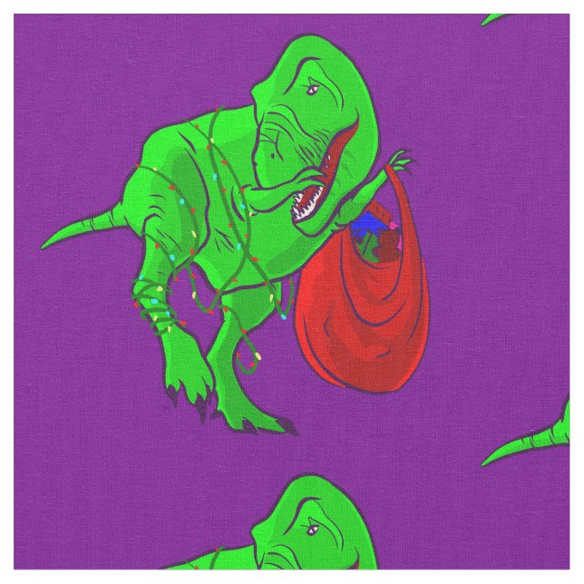 Tecido dinossauro tiranossauro rex de natal feio (Detalhe)