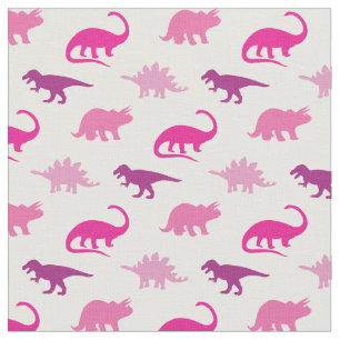 Tecido Dinossauros Bonitos Silhuettes Rosa Meninas