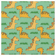 Dinossauros castanhos com grama em verde