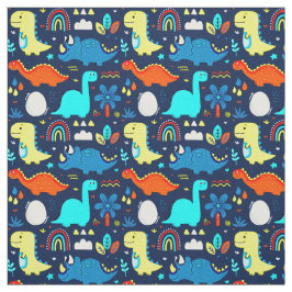 Tecido Dinossauros Coloridos Bonitos e Desenhos De Arcos-