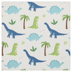 Tecido Dinossauros com T-Rex, Brachiosaurus, Stegossauro