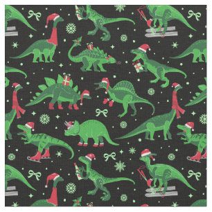 Tecido dinossauros de natal preto stegossauro triceratops