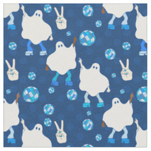 Tecido disco halloween africano fantasma azul