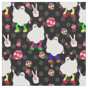 Tecido disco halloween africano fantasma preto