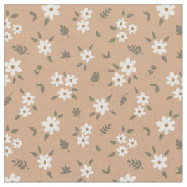 Tecido Ditsy Floral Cottagecore Boho Wildflower Tan Brown