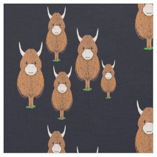 Tecido Diversão da Escócia Highland Cow