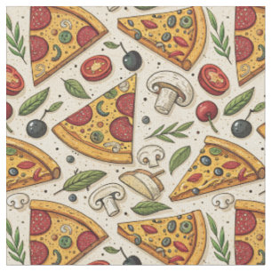 Tecido Diversão Pizza Festa Pepperoni Pizza Amante Padrão