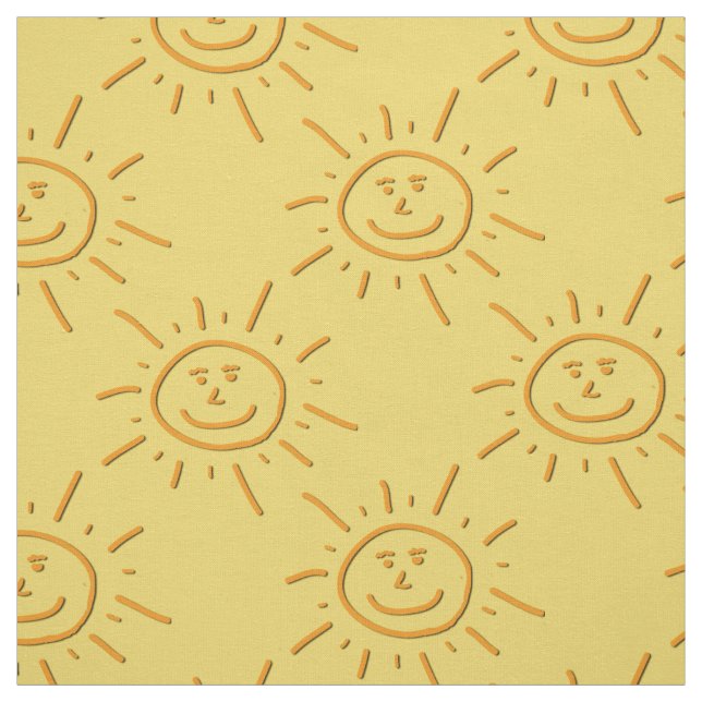 Tecido Divertido Sorriso De Mão Desenhada Sol Sobre Laran (Modelo)