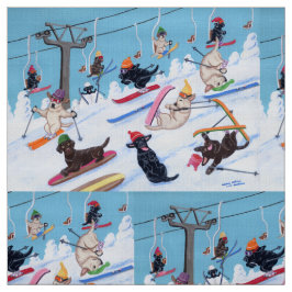 Tecido Divertimento Labradors de esqui do inverno