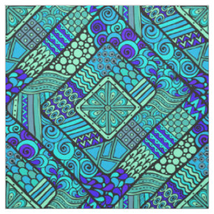 Tecido Do abstrato verde do azul de Boho teste padrão