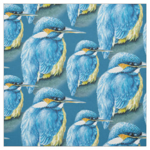 Tecido do azul da arte do pássaro da aguarela do