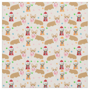Tecido do bubblegum do Corgi - luz - rosa
