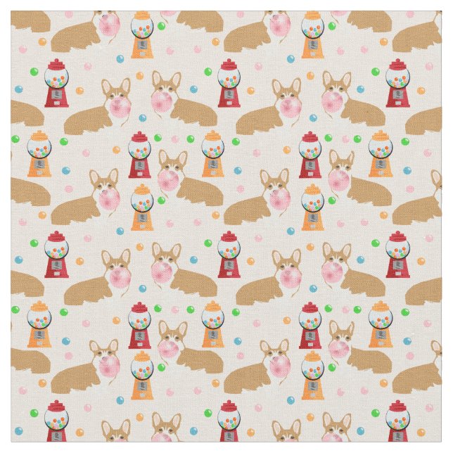 Tecido do bubblegum do Corgi - luz - rosa (Detalhe)