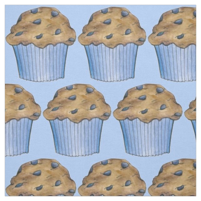 Tecido do Café da Manhã Azul Muffin Muffins (Modelo)