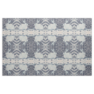 Tecido do Designer de Coelho Branco Azul Natal