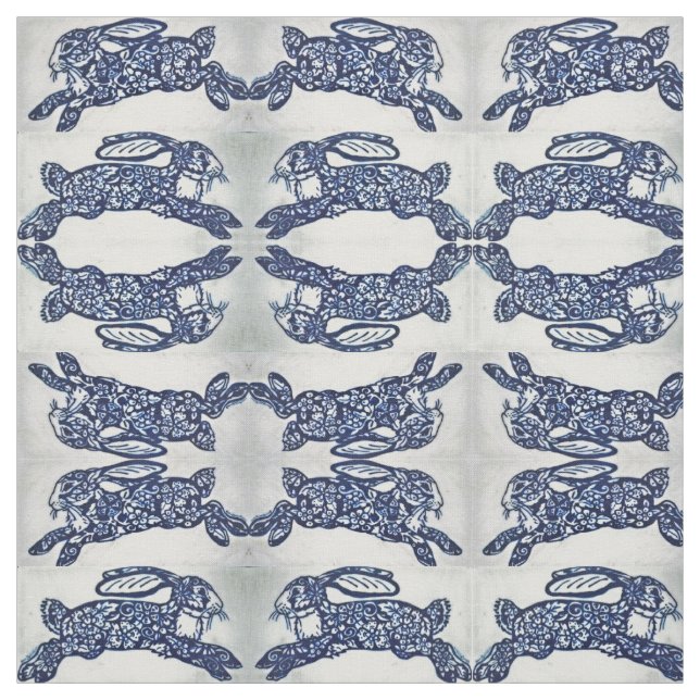 Tecido do Designer do Estilo Oriental Branco Azul (Modelo)