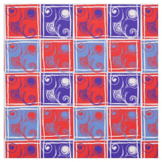 Tecido do Designer Vermelho, Branco e Azul por Ser (Modelo)