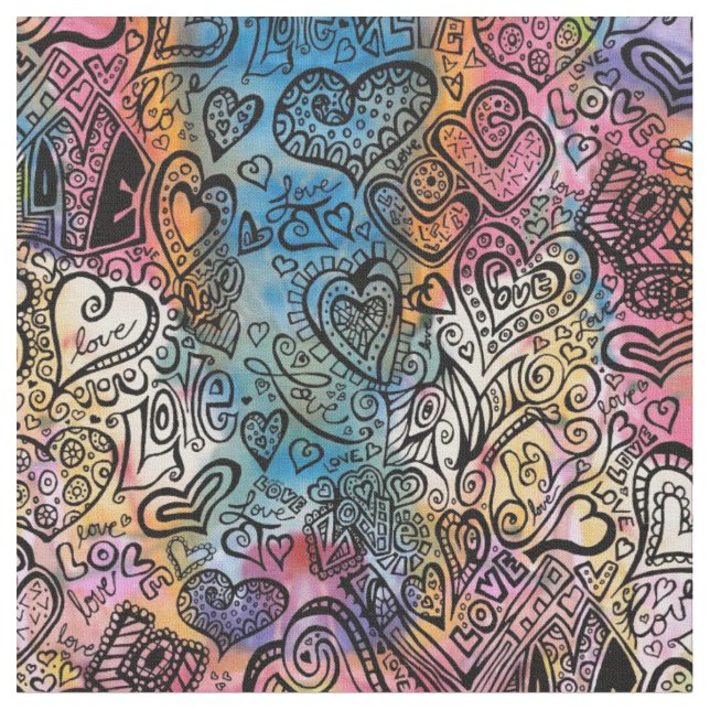 Tecido do Doodle do amor (Detalhe)