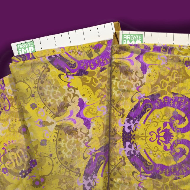 Tecido do Dragon Damask do Sinalizador do Orgulho  (close-up with ruler)