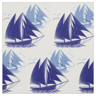 Tecido Do menino azul do barco do vintage a sala náutica