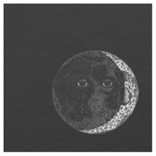 Tecido do preto do teste padrão da cara de lua