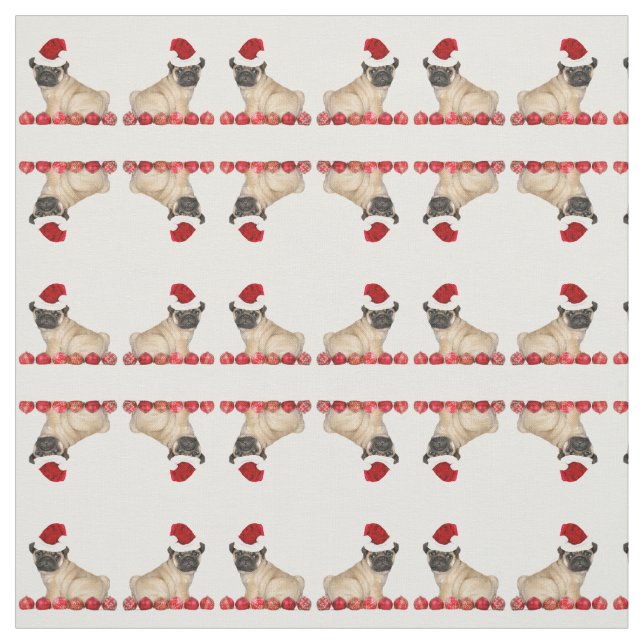 Tecido do teste padrão do cão do pug do Natal (Modelo)