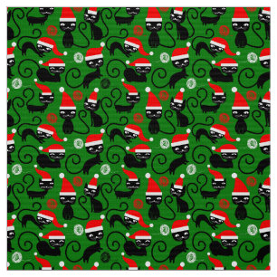 tecido do xmas dos gatos do papai noel do Natal