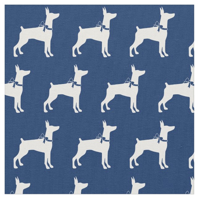 Tecido Doberman Pinscher Dog Silhouette Dobie Marinho Blu (Detalhe)