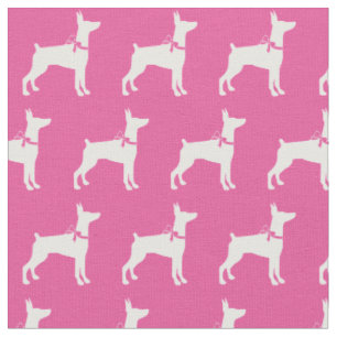 Tecido Doberman Pinscher Dog Silhouette Pet Dobie Pink