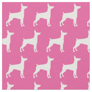 Tecido Doberman Pinscher Dog Silhouette Pet Dobie Pink