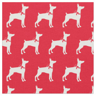 Tecido Doberman Pinscher Dog Silhouette Pet Dobie Red