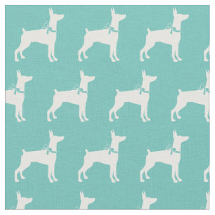 Tecido Doberman Pinscher Dog Silhouette Pet Dobie Teal