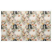 Dogs and Wildflowers Seamless Repeating Pattern