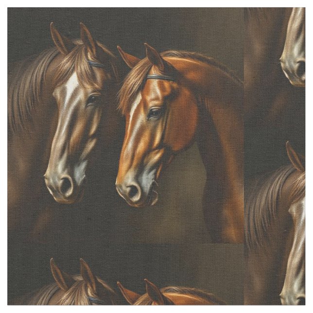 Tecido Dois Belos Cavalos Encaixando (Detalhe)